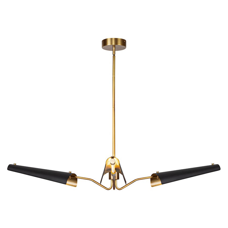 Kuzco Osorio 46in 16-Light LED Chandelier | Mid-Century Matte Black and Vintage Brass Steel | Dining Room & Living Room | 1200lm | Model CH347346MBVB