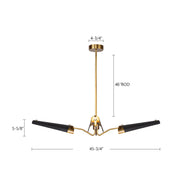 Kuzco Osorio 46in 16-Light LED Chandelier | Mid-Century Matte Black and Vintage Brass Steel | Dining Room & Living Room | 1200lm | Model CH347346MBVB