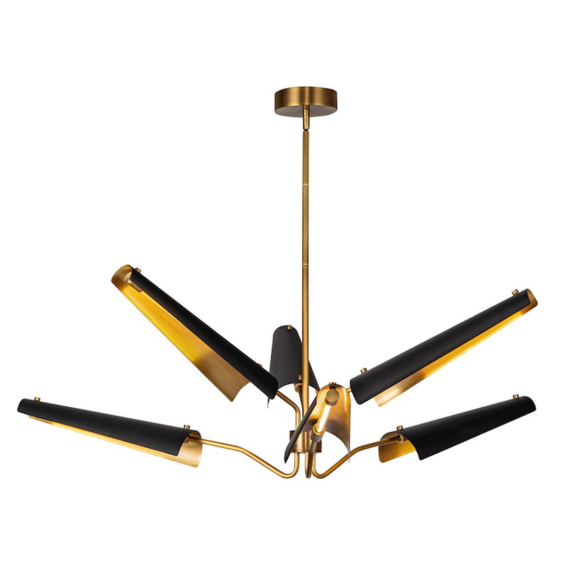 Kuzco Osorio 46in 31-Light LED Chandelier | Modern Matte Black and Vintage Brass Steel | Dining Room & Living Room | Model CH347646MBVB