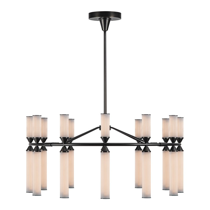 Kuzco Edwin 38" LED Chandelier, Bronze/Frosted Ribbed Glass