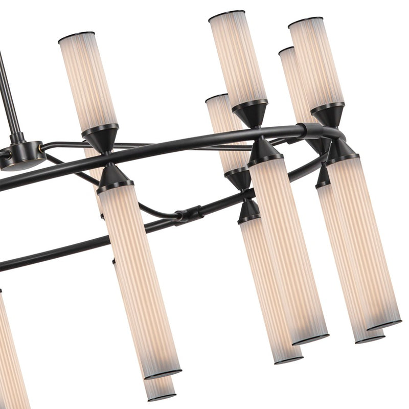 Kuzco Edwin 38" LED Chandelier, Bronze/Frosted Ribbed Glass