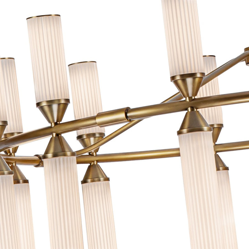 Kuzco Edwin 38" LED Chandelier, Brass/Frosted Ribbed Glass