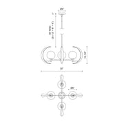 Kuzco Celeste 30in 4-Light Chandelier | Modern Urban Bronze and Opal Glass | Dining Room & Living Room | 30 x 12.5 in | Model CH351204UB