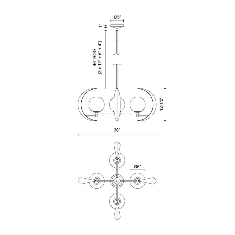 Kuzco Celeste 30in 4-Light Chandelier | Modern Urban Bronze and Opal Glass | Dining Room & Living Room | 30 x 12.5 in | Model CH351204UB