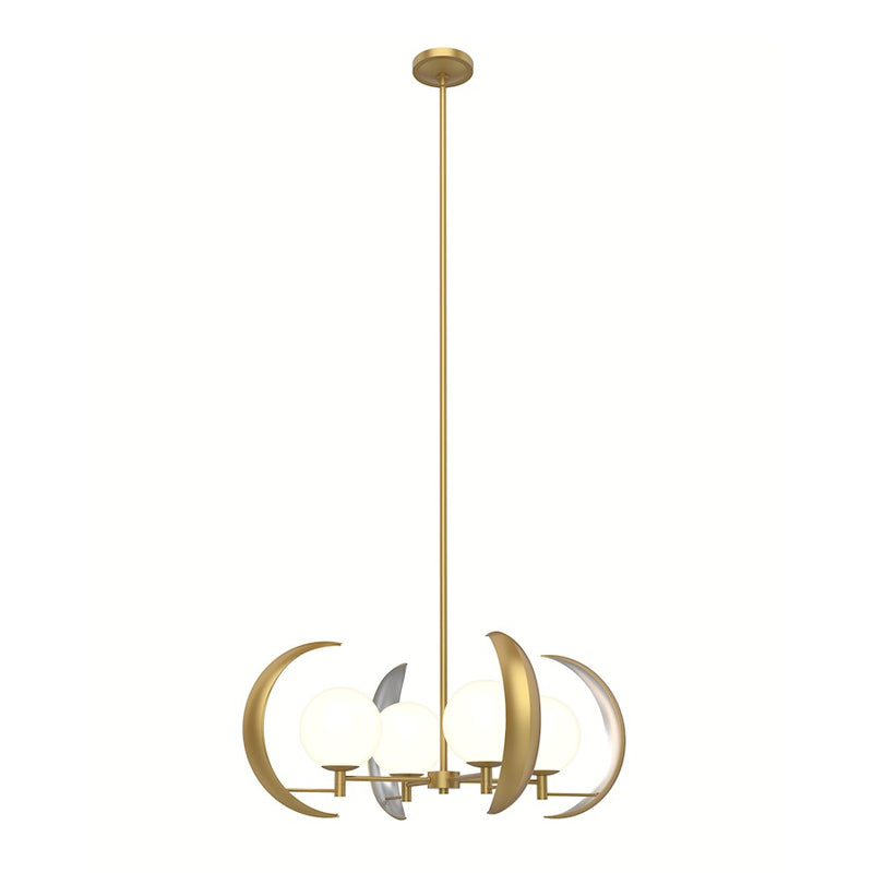Kuzco Celeste 30in 4-Light Chandelier | Vintage Brass and Opal Glass | Dining Room & Living Room | 30 Dia x 12.5 H in | Model CH351204VB