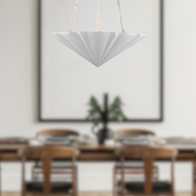 Kuzco Martine 23in 3-Light Chandelier | Traditional Antique White Steel and Resin | Dining Room & Living Room | 8 x 23 in | Model CH352323AW