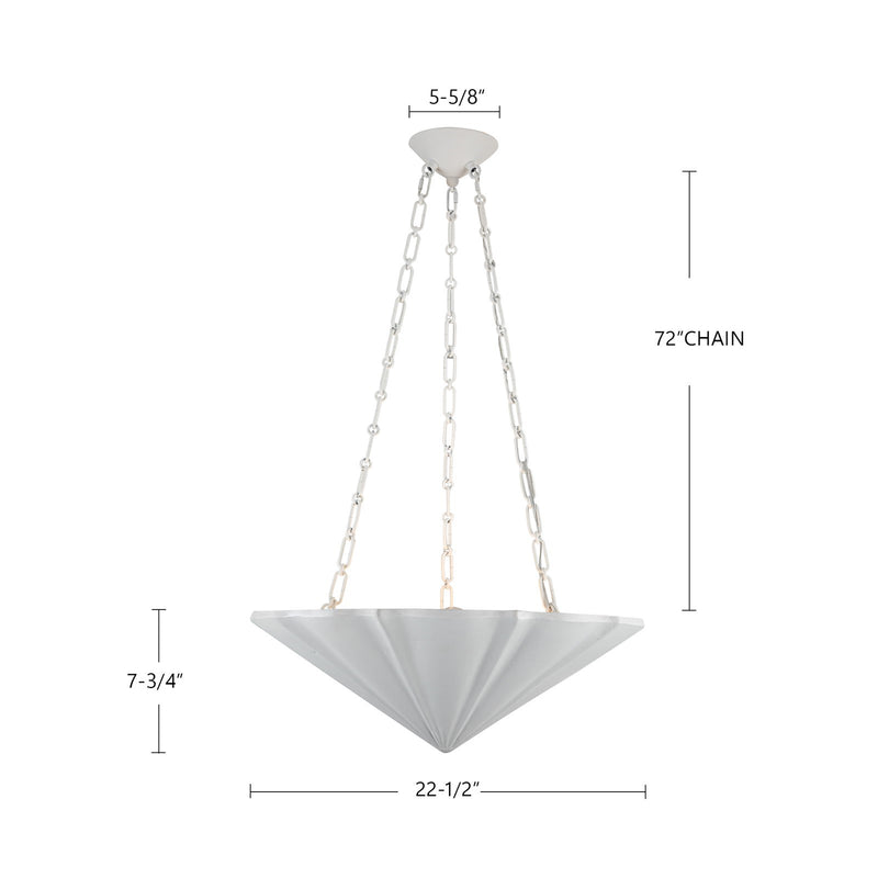 Kuzco Martine 23in 3-Light Chandelier | Traditional Antique White Steel and Resin | Dining Room & Living Room | 8 x 23 in | Model CH352323AW