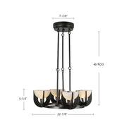 Kuzco Wynwood 32in 6-Light Chandelier | Industrial Urban Bronze and Glossy Opal Glass | Dining Room & Living Room | Model CH355632UBGO