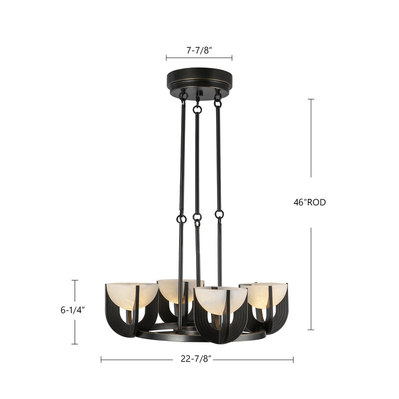 Kuzco Wynwood 32in 6-Light Chandelier | Industrial Urban Bronze and Glossy Opal Glass | Dining Room & Living Room | Model CH355632UBGO