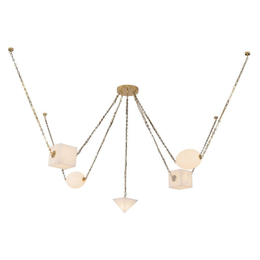 Kuzco Mineral 5-Lt Brass Dim LED Chand, Patina Brass/Alabaster - CH360105PTBAR