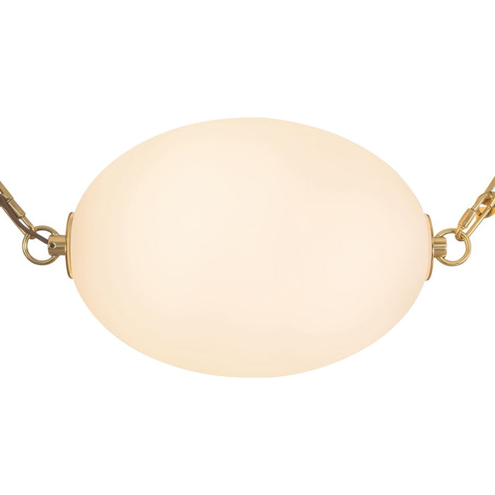 Kuzco Mineral 5-Lt Brass Dimmable LED Chand, Patina Brass/Opal Glass