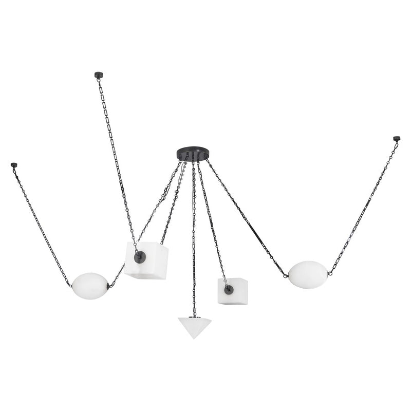 Kuzco Mineral 5-Lt Black Dimmable LED Chandelier, Urban Bronze/Alabaster