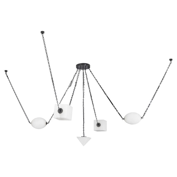 Kuzco Mineral 5-Lt Black Dimmable LED Chandelier, Urban Bronze/Alabaster