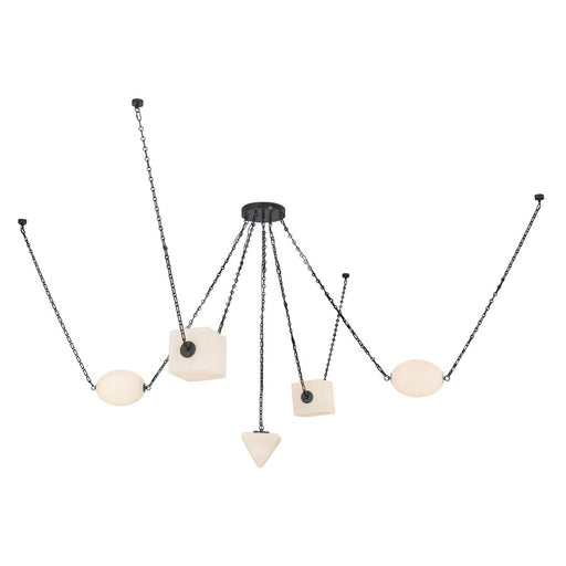 Kuzco Mineral 5-Lt Black Dimmable LED Chand, Urban Bronze/Matte Opal Glass