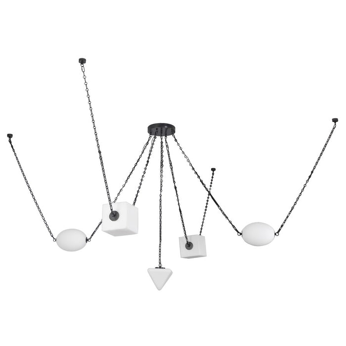 Kuzco Mineral 5-Lt Black Dimmable LED Chand, Urban Bronze/Matte Opal Glass