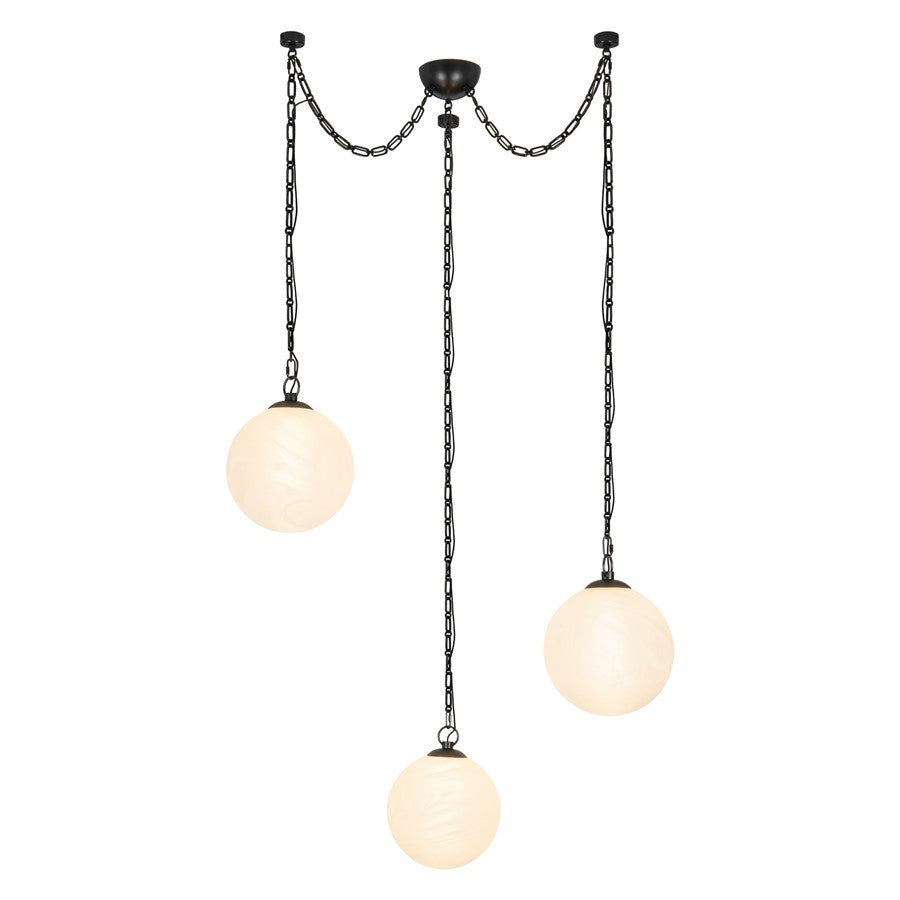 Kuzco Petra 363 3 Lt Blk Dim LED Chand, Urban Brz/Cloud Glass - CH363103UBCDG