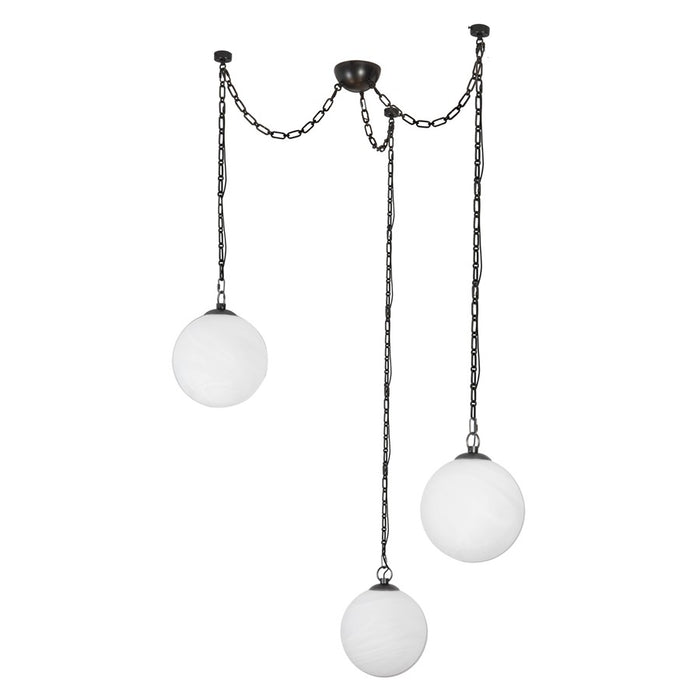 Kuzco Petra 363 3 Lt Black Dimmable LED Chand, Urban Bronze/Cloud Glass