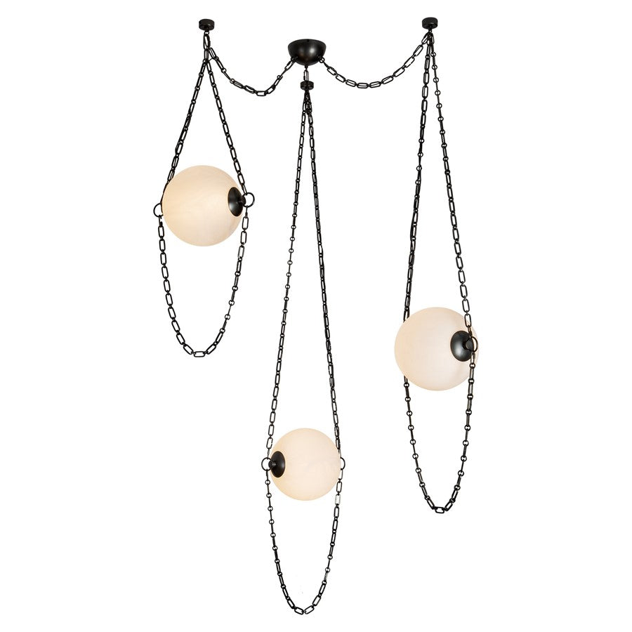 Kuzco Petra 3 Lt Blk Dim LED Chandelier, Urban Brz/Cloud Glass - CH372103UBCDG