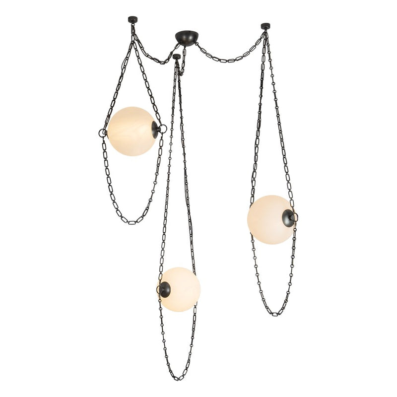 Kuzco Petra 3 Lt Black Dimmable LED Chandelier, Urban Bronze/Cloud Glass