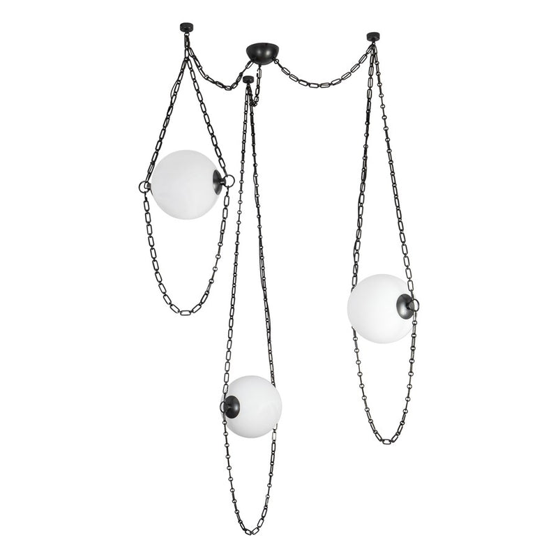 Kuzco Petra 3 Lt Black Dimmable LED Chandelier, Urban Bronze/Cloud Glass