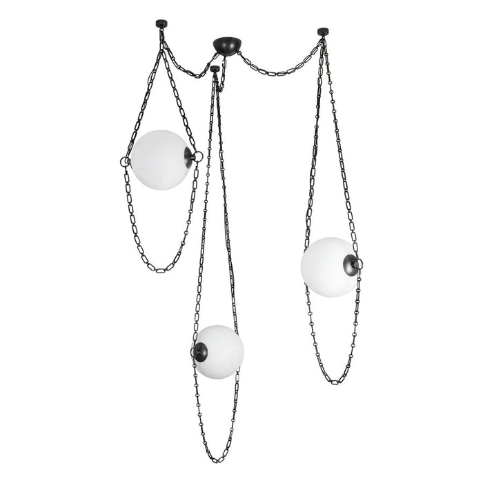 Kuzco Petra 3 Lt Black Dimmable LED Chandelier, Urban Bronze/Cloud Glass