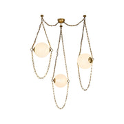 Kuzco Petra 3 Lt Brass Dim LED Chand, Vintage Brass/Cloud Glass - CH372103VBCDG