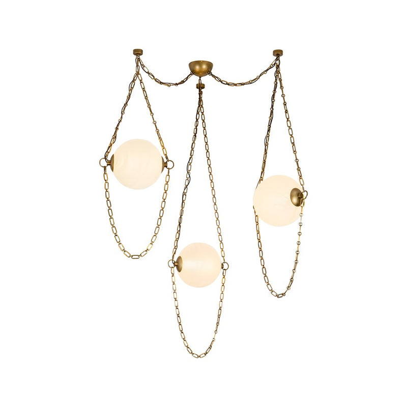 Kuzco Petra 3 Lt Brass Dim LED Chand, Vintage Brass/Cloud Glass - CH372103VBCDG