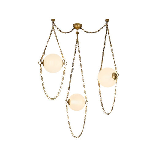Kuzco Petra 3 Lt Brass Dim LED Chand, Vintage Brass/Cloud Glass - CH372103VBCDG