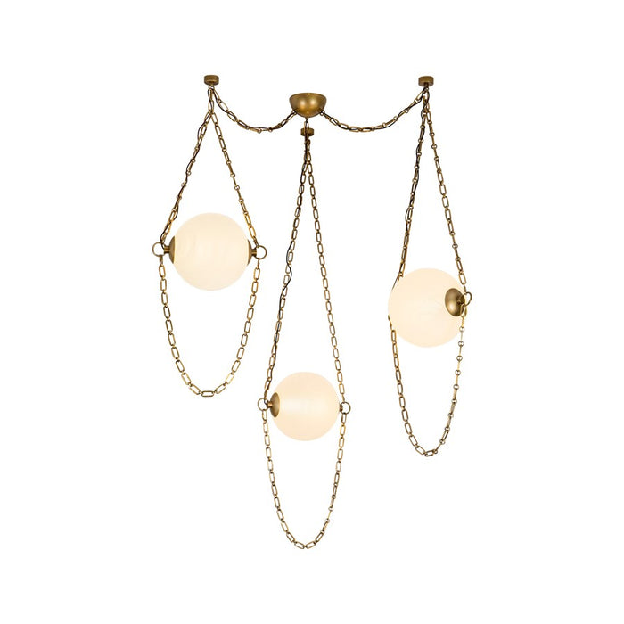 Kuzco Petra 3 Lt Brass Dim LED Chand, Vintage Brass/Cloud Glass - CH372103VBCDG