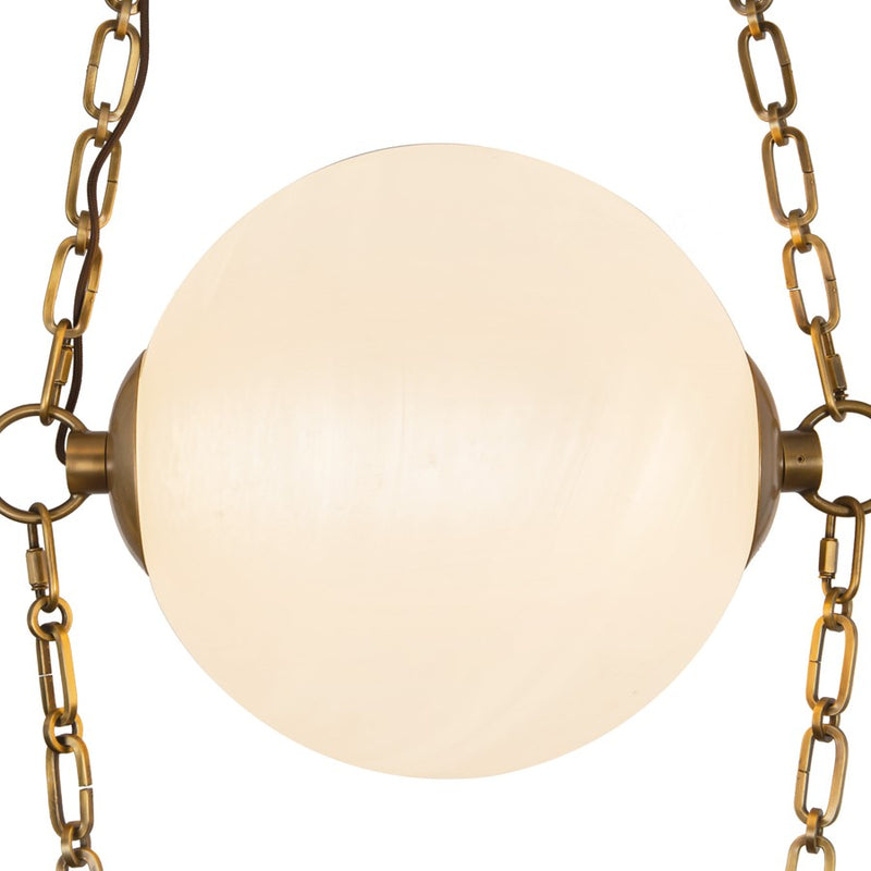 Kuzco Petra 3 Lt Brass Dimmable LED Chand, Vintage Brass/Cloud Glass