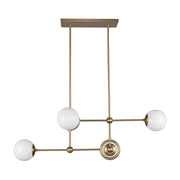 Kuzco Fiore 42in 4-Light Chandelier | Brushed Gold and Glossy Opal Glass | Dining Room & Living Room | 16.62 x 16.62 x 14.38 in | Model CH407342BGGO
