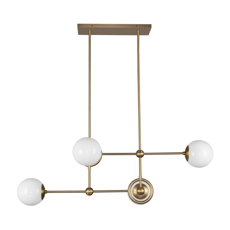 Kuzco Fiore 42in 4-Light Chandelier | Brushed Gold and Glossy Opal Glass | Dining Room & Living Room | 16.62 x 16.62 x 14.38 in | Model CH407342BGGO