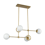 Kuzco Fiore 42in 4-Light Chandelier | Brushed Gold and Glossy Opal Glass | Dining Room & Living Room | 16.62 x 16.62 x 14.38 in | Model CH407342BGGO