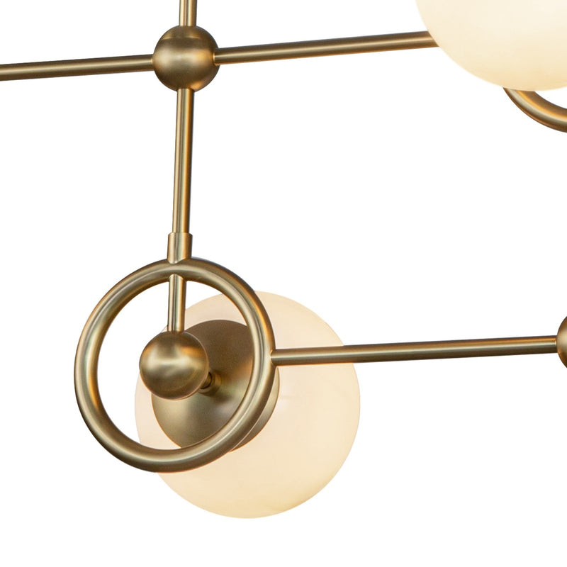Kuzco Fiore 42in 4-Light Chandelier | Brushed Gold and Glossy Opal Glass | Dining Room & Living Room | 16.62 x 16.62 x 14.38 in | Model CH407342BGGO