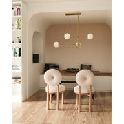 Kuzco Fiore 42in 4-Light Chandelier | Brushed Gold and Glossy Opal Glass | Dining Room & Living Room | 16.62 x 16.62 x 14.38 in | Model CH407342BGGO