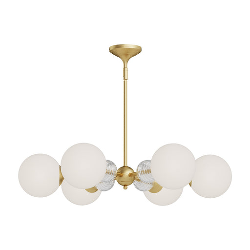 Alora Mood Celia 30in 6-Light Chandelier | Brushed Gold Steel and Opal Matte Glass | Dining Room & Living Room | 30.25 x 4.5 in | Model CH415330BGOP