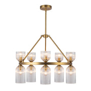 Kuzco Nelly 26" Socket Chandelier, Gold/Clear Ribbed Glass - CH442626BGCR