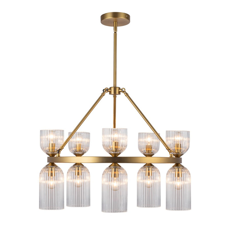 Kuzco Nelly 26" Socket Chandelier, Gold/Clear Ribbed Glass - CH442626BGCR