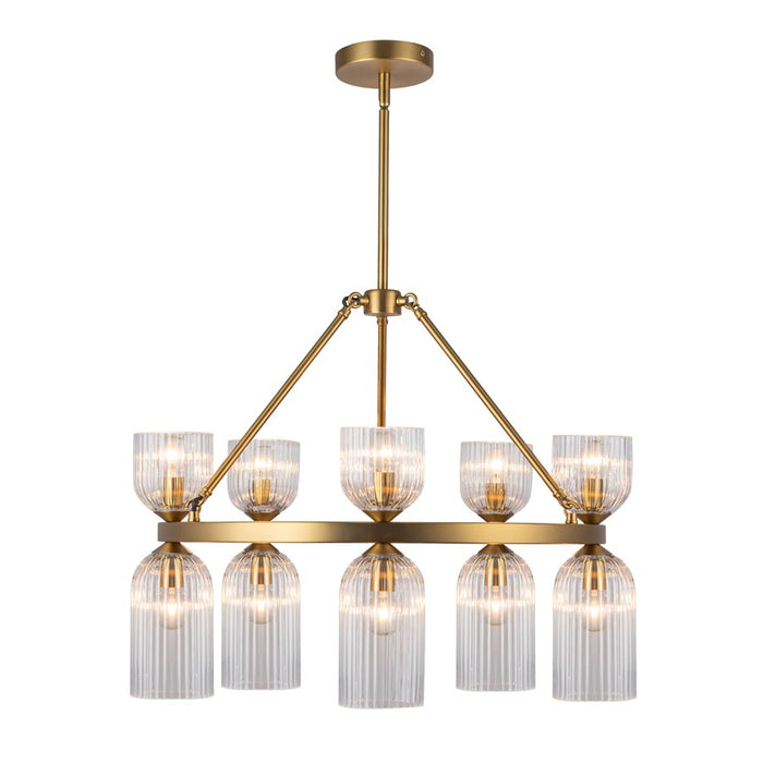 Kuzco Nelly 26" Socket Chandelier, Gold/Clear Ribbed Glass - CH442626BGCR