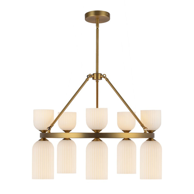 Kuzco Nelly 26" Socket Chandelier, Gold/Glossy Ribbed Opal Glass - CH442626BGGR