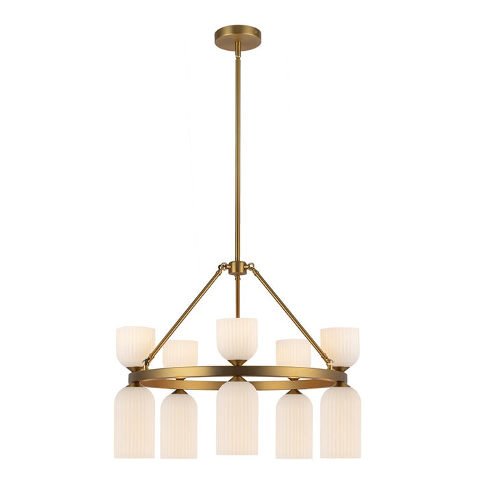 Kuzco Nelly 26" Socket Chandelier, Gold/Glossy Ribbed Opal Glass