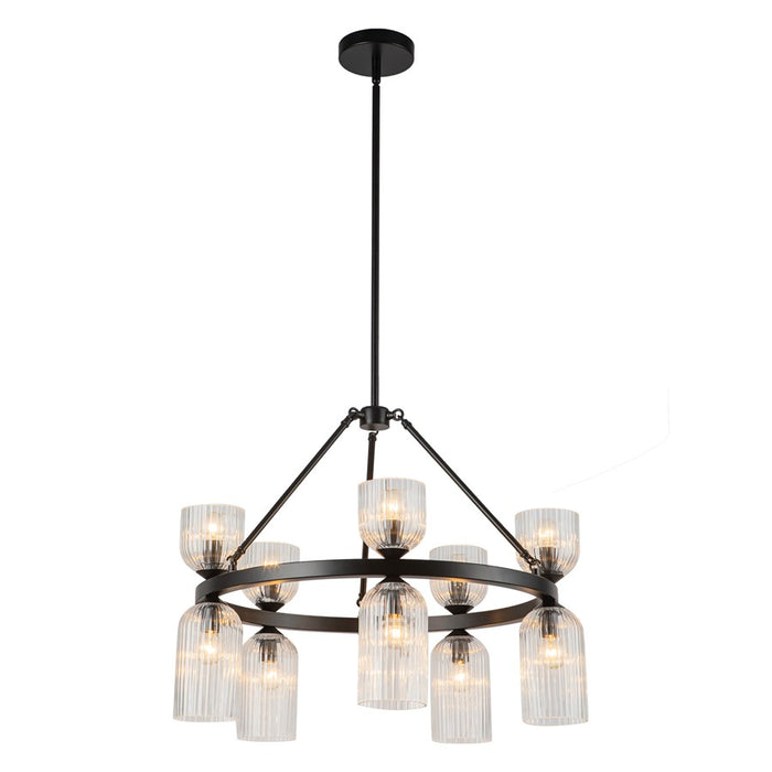 Kuzco Nelly 26" Socket Chandelier, Black/Clear Ribbed Glass