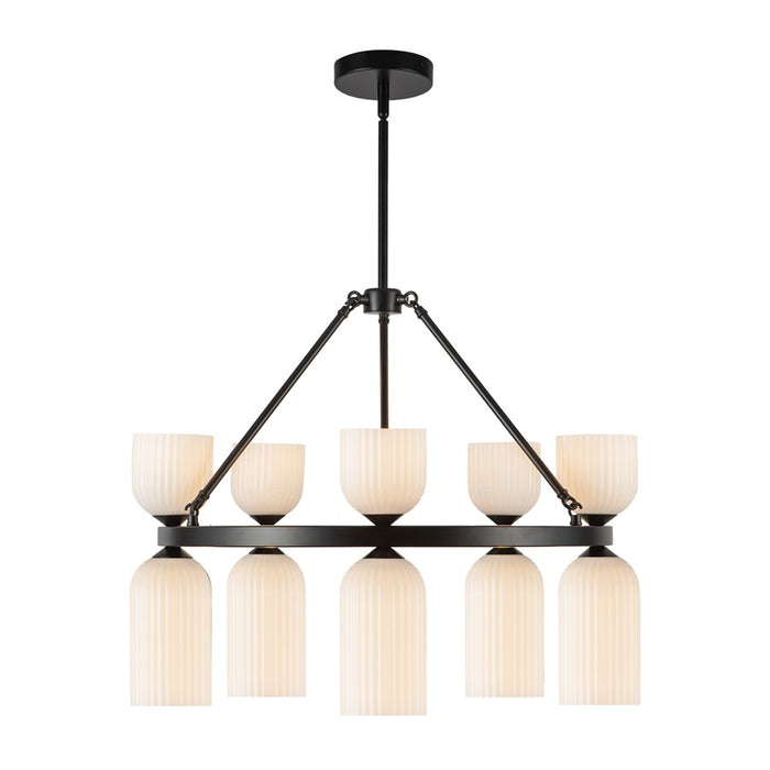 Kuzco Nelly 26" Socket Chandelier, Black/Glossy Ribbed Opal Glass - CH442626MBGR