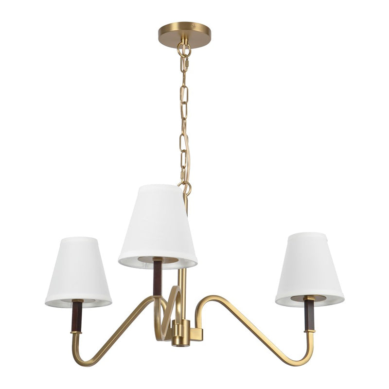 Kuzco Sloan 30" Gold Chandelier, Brushed Gold/White Linen
