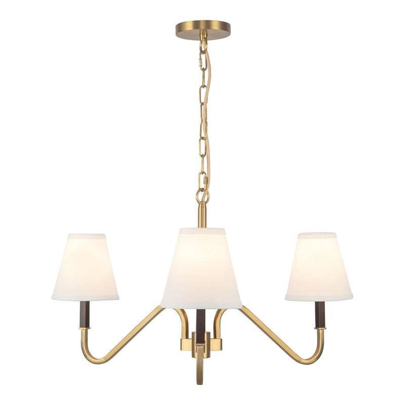 Kuzco Sloan 30" Gold Chandelier, Brushed Gold/White Linen