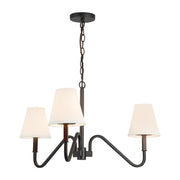 Kuzco Sloan 30" Blk Chandelier, Matte Black/White Linen - CH445330MBWL