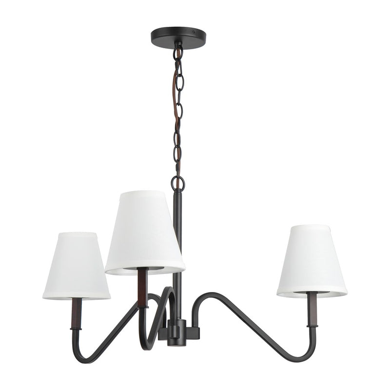 Kuzco Sloan 30" Black Chandelier, Matte Black/White Linen