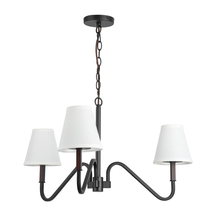 Kuzco Sloan 30" Black Chandelier, Matte Black/White Linen