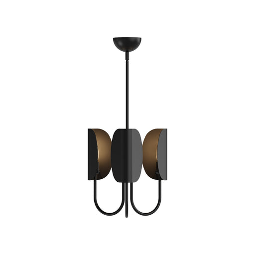 Alora Mood Seno 15in 3-Light Chandelier | Modern Matte Black and White Cotton | Dining Room & Living Room | 15 x 14 in | Model CH450715MB