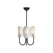 Kuzco Seno 15in 3-Light Chandelier | Modern Origami Matte Black Aluminum and White Cotton Fabric | Dining Room & Living Room | Model CH450715MBCW